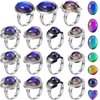 Hicarer 15 Pieces Adjustable Mood Rings for Girls and Boys Mixed Color Changing Mood Rings for Halloween Costume Props Birthday Party Favors and Goodie Bag Fillers
