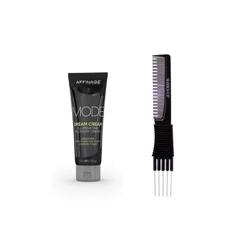 yper Asp Mode Dream Cream Illuminating Blow-Dry Cream (4.23 oz) with Teasing Comb Pack 1, Black