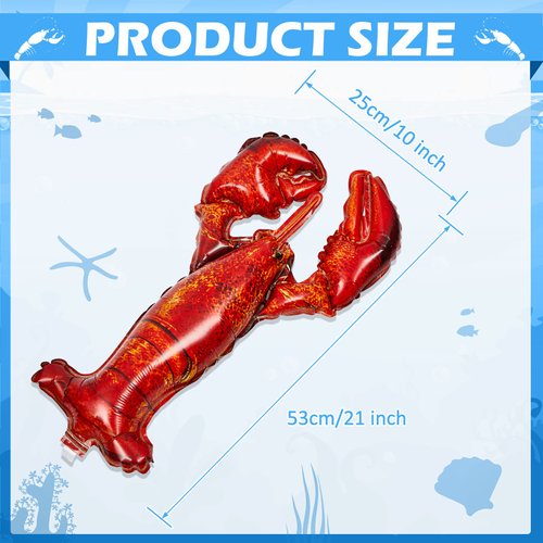 6 Pieces Lobster Balloons Crawfish Balloons Simulation Sea Animal Balloons Giant Lobster Aluminum Foil Balloons for Kids' Birthday Party Baby Shower Home Office Party Favors Supplies (Realistic)