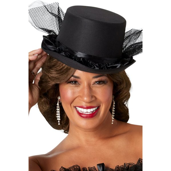 Forum Novelties FN73172 Gothic Tulle Top Hat, One Size, Black, Pack of 1