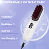 Househerb Cordless Hair Straightener Brush, Portable Mini Hair Straightening Brush for Travel, Rechargeable 9600 mAh USB-C, Lightweight Anti-Scald Heated Styling Tools & Appliances