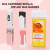 Roll On Wax, Honey Hair Removal Wax Cartridge, Depilatory Wax Roller Refill, Hair Removal Wax Roller, Wax Cartridge Refill for Body Waxing, Leg and Arms (4 Pack)