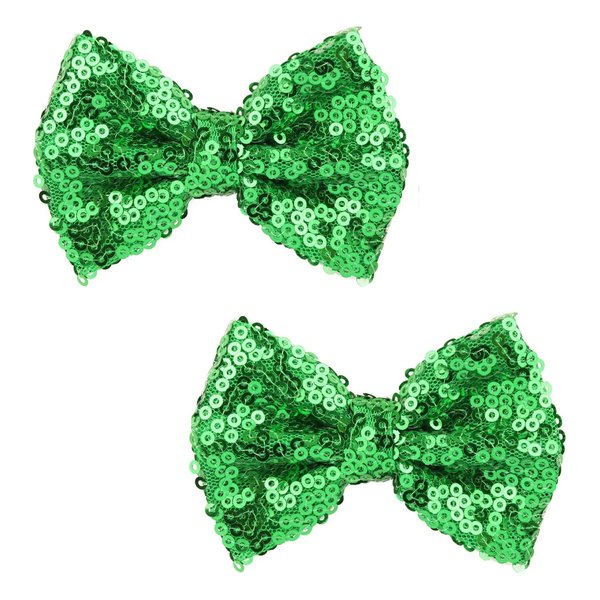 Love Fairy 3-Inch Glitter Bow Hairpin - Sparkling Sequin Bow Tie Hair Clip for Girls,Teens, and Women (Green)