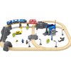 Battery Operated Wooden Train Track Set Toy High Speed for Toddlers 3 4 5 Years Old Boys Kids Magnetic Couplings City Vehicle with Figures