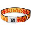 Dog Collar Seatbelt Buckle Geometric Transition Blues Reds Orange Yellows 11 to 17 Inches 1.0 Inch Wide