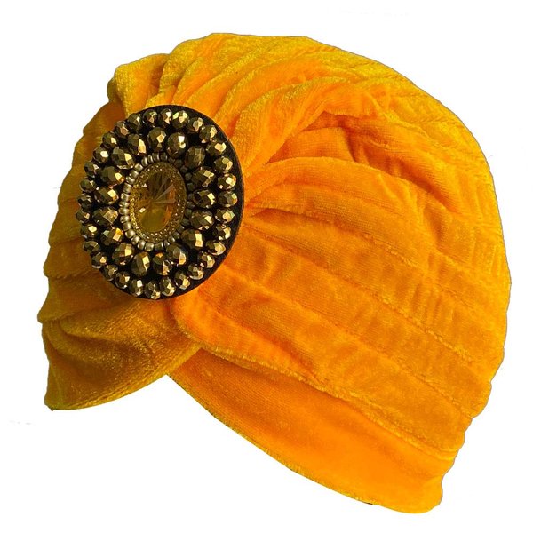Decou Twist Pleated Hair Wrap Stretch Turban 0545 (Yellow)