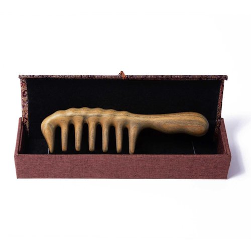 Moreinday Wooden Comb Massage Comb Scalp Massager Wide Tooth Wood Comb for Women Men - Red Case