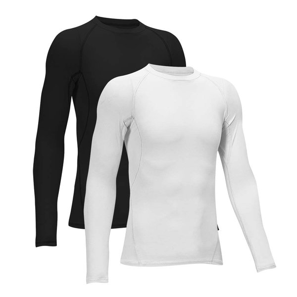 TELALEO 2 Pack Boys' Girls' Compression Shirts Youth Long Sleeve Undershirt Sports Performance Moisture Wicking Baselayer 2 Pack Black White S