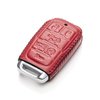 Vitodeco Genuine Leather Smart Key Fob Case Cover Protector Compatible with RAM 1500, RAM 2500, RAM 3500 2019 - 2024 (6-Button, Red)