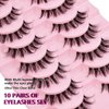 AUGENLI 12mm Manga Natural Look False Eyelashes, Reusable Strip Wispy Lashes, Including 10 Pairs Of Eye Lashes, Easy to Apply Doll Makeup (SD18)