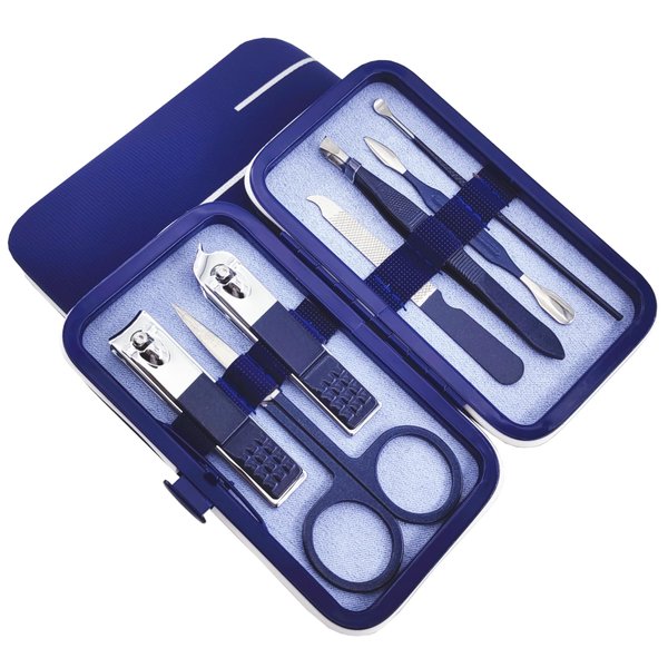 QURIPE 7pcs Manicure Set, Nail Clippers Kit, Stainless Steel Manicure Kit, Nail Clipping Tools Portable Travel Grooming Kit, The Best Gift with Luxurious Case (Blue)