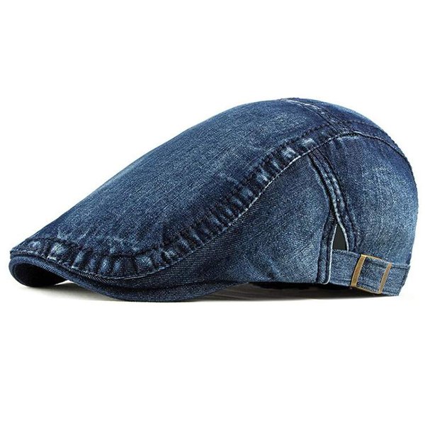 Qunson Mens Denim Cotton Newsboy Cap Ivy Gatsby Driving Hunting Cabbie Hats Blue
