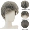 Tseses Grey Short Wigs for Men Anime Synthetic Layered Fluffy Heat Resistant Cosplay Costume Hair Wig