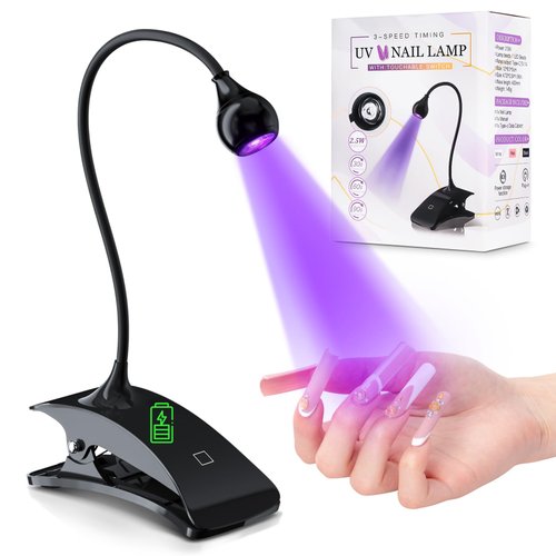 mlogiroa UV Lamp for Gel Nails Gooseneck UV Light for Nails Touch UV Lamp for Nails Rechargeable & Type-C UV Nail Lamp with Black Clamp Gel X Nail Lamp and Flash Cure Light for Nails Mini UV Light