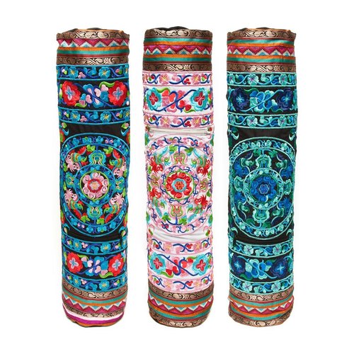Relaxus Hand Embroidered Bokhara Yoga Mat Bags (27" x 6") (Black Combo)