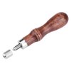 Fdit 4 in 1 Wooden Handle Leather Craft Sewing Kit Diamond Awl DIY Hole Punch Tool for Leather Sewing Hand Stitching