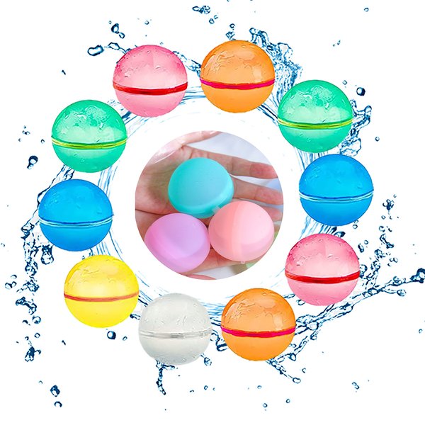 Reusable Water Balloons for Kids Adults, Self-Sealing Silicone Water Ball, Quick Fill Water Splash Balls, Summer Fun Outdoor Toys for Kids Ages 3+, Pool Toys, Water Park, Summer Party (10 balls)