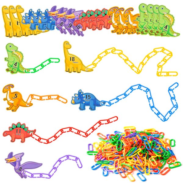 AsodSway 260P Sturdy Dinosaur C-Clips Hooks Plastic Chain Links Card Lacing Summer Party Game Suitable Development of Sensory Toys for Child Back to School Essentials Planner Supplies Fun Game Gifts