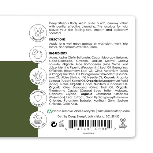 Deep Steep Body Wash, 17oz (Rosemary Mint)
