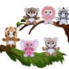 Nleio 7inch Stuffed Animals Forest Plush Toys, 6 Pieces Super Soft Jungle Animal Stuffed Toys Lion/Giraffe/Elephant/Tiger/Zebra/Leopard Safari Plush Animals for Babies Kids Toys Party Decorations