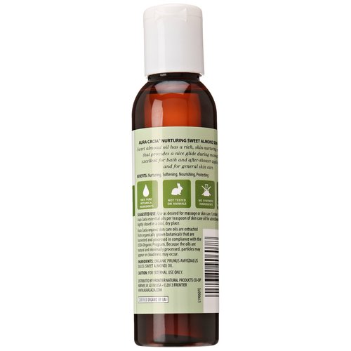 Aura Cacia Organic Sweet Almond Oil | GC/MS Tested for Purity | 118ml (4 fl. oz.)