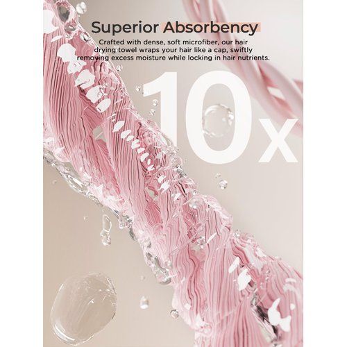 Hicober Microfiber Hair Towel, Super Absorbent Hair Towel Wrap for Women,Fast Drying Hair Wrap Turban for Curly Long All Hair Types Stay Put-2Packs