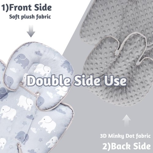 TANOFAR Infant Car Seat Head Support, Soft Baby Carseat Head & Body Support, Elephant Baby Car Seat Insert Cushion for Newborn Boys
