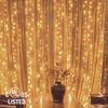 Twinkle Star 300 LED Curtain String Lights, 8 Modes Fairy Hanging Lights for Bedroom, Wedding, Party, Home Garden, Outdoor & Indoor Wall Decorations Twinkle Lights, Warm White