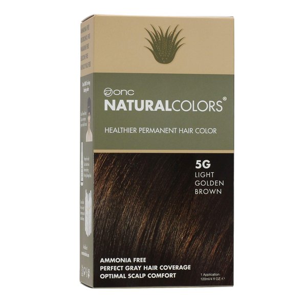 ONC NATURALCOLORS (5G Light Golden Brown) 4 fl. oz. (120 mL) Heat Activated Permanent Hair Dye with Certified Organic Ingredients, Ammonia Free, Vegan Friendly, 100% Gray Coverage