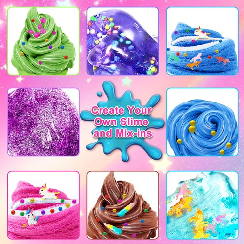 YOPINSAND DIY Slime Kit, Slime Making Kit for Girls, Butter Slime, Foam Slime, Cloud Slime with Add-ins, Foam Balls, Charms, Glitters, Slime Party Favors Gift Toys for Kids 6-12