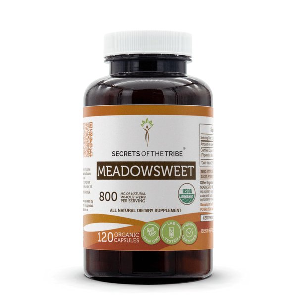 Secrets of the Tribe Meadowsweet Herb 120 Capsules, 800 mg, USDA Organic Meadowsweet (Filipendula ulmaria) Dried Herb (120 Capsules)