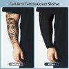 8 Pieces Plus Size Full Arm Sleeves UV Sun Tattoo Arm Sleeve Cooling Arm Compression Covers Tattoo Cover Up for Women Men (Black, Beige)
