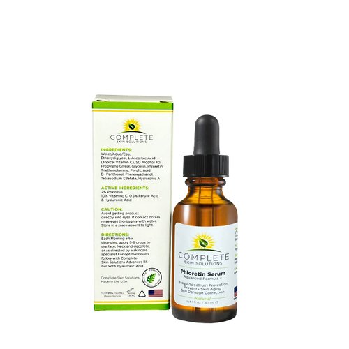 Phloretin Serum Advanced Formula (1 oz) | Anti-Aging Compound with Antioxidants, Vitamin C, Ferulic and Hyaluronic Acid | Reduces Fine Lines and Age Spots