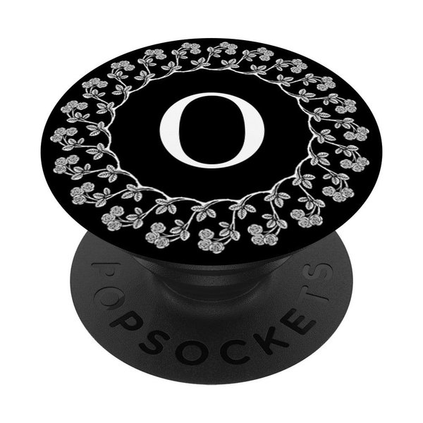 Fun Cell Phone Pop Up Holder,Cute White Floral Rose Letter O PopSockets Grip and Stand for Phones and Tablets
