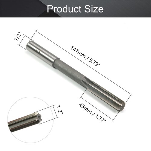 Utoolmart Chucking Reamer 1/2", H7 HSS Lathe Machine Reamer, Round Shank Milling Cutting Tool, for Metal Non-Ferrous Metal Copper 1pcs