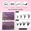 Koonafy Lash Extension Kit, 240 PCS Cluster Eyelash Extension Kit Individual Lashes Thin Band Eyelashes Cluster for DIY Lash Extension Beginners, Wispy Fluffy Lash Clusters with Tweezers (30D+40D)