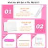 24 Pcs Acrylic Press on Nails, ASONRL Short Medium Square French White Edge Pink Fake Nails with Gold Rhinestones, Glue on Nails Reusable False Nails for Women, French- Gold Diamond Square