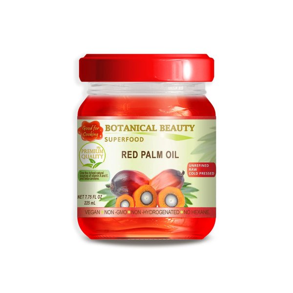 RED PALM OIL 100% Pure UNREFINED EXTRA VIRGIN Undiluted Cold Pressed SUPER FOOD 7.75 Fl.oz 225 ml by Botanical Beauty
