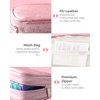 AMOOS Cute Pill Organizer 2 Times a Day, PU Leather Pill Case for Women, Portable Weekly Pill Box for Purse with Storage Bag to Hold Vitamins/Medications/Fish Oils/Supplements, Pink