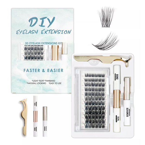 KESENXUN DIY Lash Extensions Kit Lash Clusters 72pcs Individual Lashes Clusters with Lash Bond and Seal and Lash Applicator Tool Mix 10-16mm DIY Eyelashes Extension at Home