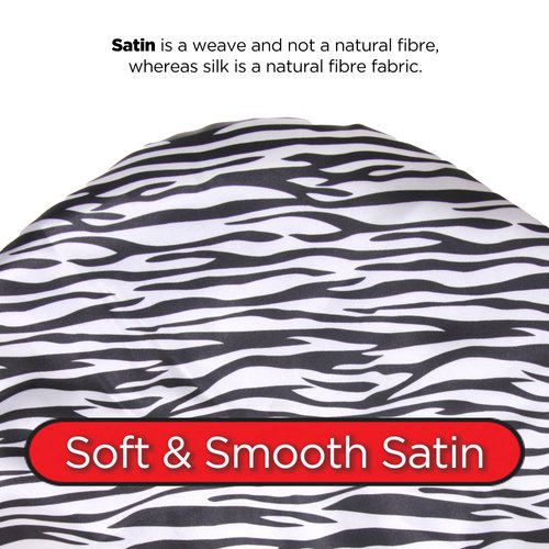 DONNA ARGAN Patterned Sleep Cap Hair Sleep Shower Cap Bonnet Satin Bonnet for Sleeping Hat XL Zebra Black