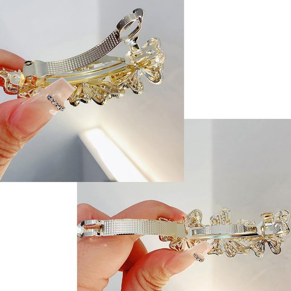 Vintage Glitter Sparkly Hair Barrettes, Crystal Flower Hair Clips French Vintage Barrettes, Rhinestone Metal Hair Pins Hair Accessories for Women Girls