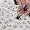 30pcs Luxury Zircon Nail Rhinestones Random Silver Nail Charms 3D Alloy Butterfly Nail Art Charms Metal Heart Bow Snake Rabbit Flower Charms for Nails Mix Styles Nail Jewels for Nail Art Accessories