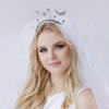 Aukmla Glitter Star Headband Veil Bachelorette Party Bridal Headpiece Veils Wedding Hair Accessories for Women and Girls
