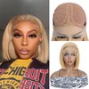 X-TRESS Honey Blonde Bob Wigs 13×4×1 T Part Lace Front Wig 8 Inch #27 Honey Blonde Lace Front Bob Wig Middle Part Human Hair Wig Short Bob Human Hair Wig for Black Women（8 Inch，27#）
