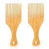 2PCS Bamboo Combs Afro Hair Picks Hair Wig Braid Hair Styling Comb Beard Pick for Men Natural Bamboo Anti-Static Hair Pick for Long, Thick, Curly Long Tooth Detangling Accessories for Men Women