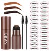 Eyebrow Stamp Stencil Kit - Eyebrow Stamp and 34 Reusable Eyebrow Stencils for Perfect Eyebrow Makeup, Waterproof, Long-Lasting(Medium Brown)