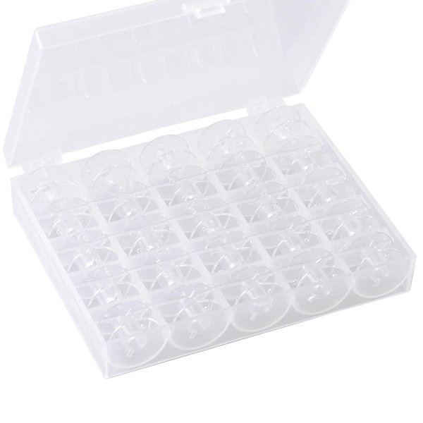 HNMZDS 25Pcs Plastic Bobbins for Sewing Machine, Sa156 Bobbins with Case for Brother, Bro-Ther, Singer, Sewing Machine Accessories, Bobbins for Singer Sewing Machine, Sewing Machine Bobbins