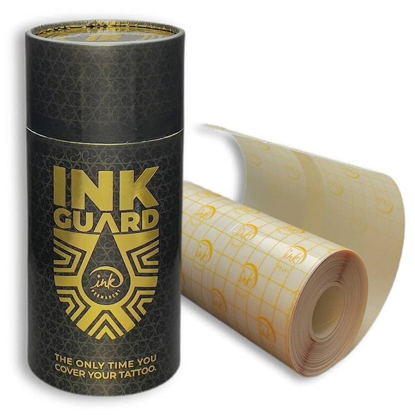 Ink Guard Tattoo Aftercare Bandage 6"x 32 Feet (11 yards)Tattoo Skin, Transparent, Waterproof, Extra Adhesive Second Skin, Tattoo Supplies Second Skin Tattoo with PET Backing on PU Tattoo Bandage Film
