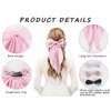 PQZKLDP 2PCS Silky Satin Hair Bows Big Versatile Hair Bows Cute Clips for Girls & Women Pink Hair Bow Ribbons Oversized Long Tail Metal Clips Bowknot Aesthetic Hair Accessories (PD 210)